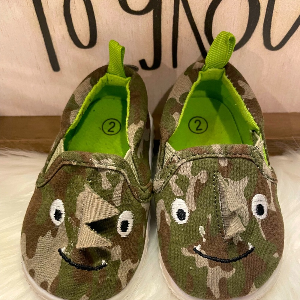 SG Footwear Toddler Boys Dino Slip On Sneaker Shoes Size 2